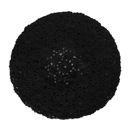 ZLYC Women Cotton Slouchy Crochet Beret Handmade Cutout Floral Beanie Hat - 6