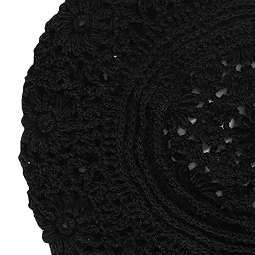 ZLYC Women Cotton Slouchy Crochet Beret Handmade Cutout Floral Beanie Hat - 7
