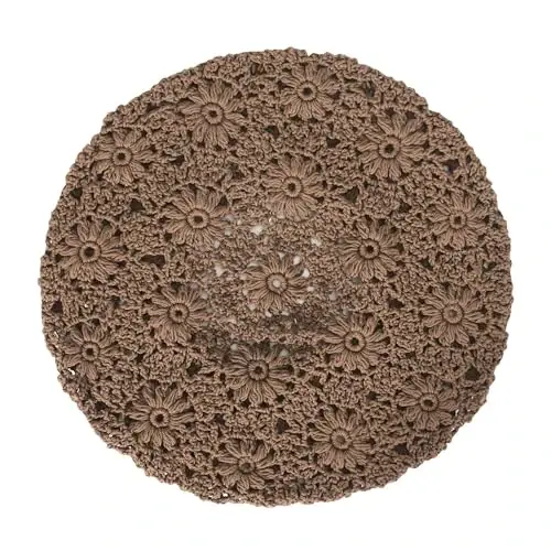 ZLYC Women Cotton Slouchy Crochet Beret Handmade Cutout Floral Beanie Hat - 6