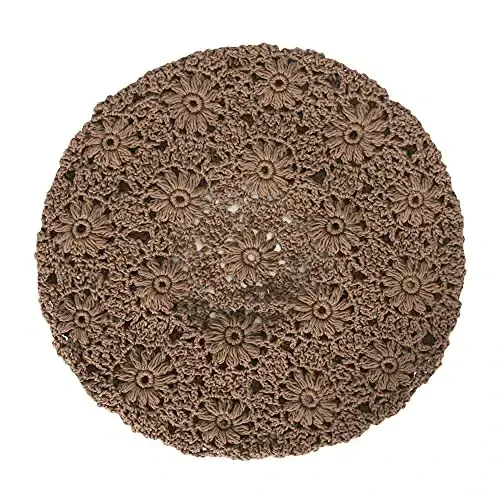 ZLYC Women Cotton Slouchy Crochet Beret Handmade Cutout Floral Beanie Hat - 5