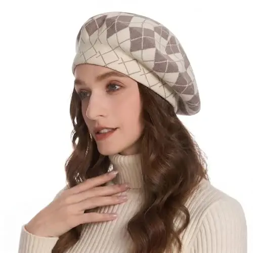 ZLYC Women French Beret Hat Reversible Knit Thickened Warm Artist Cap | Soft dense, timeless parisian vintage aesthetic, daily outfits matching, café gallery weekend stroll, autumn holiday party - 1