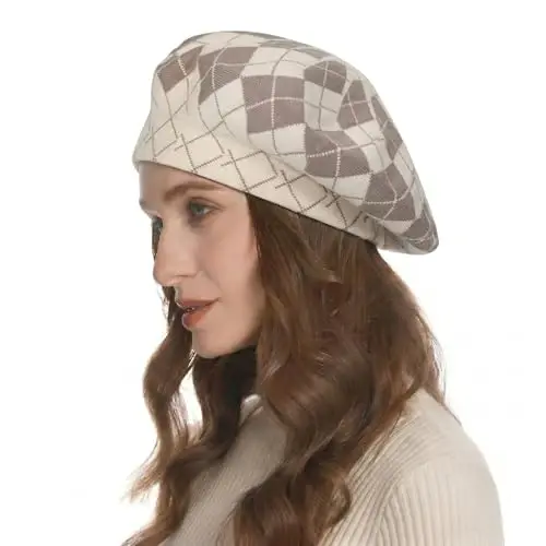 ZLYC Women French Beret Hat Reversible Knit Thickened Warm Artist Cap | Soft dense, timeless parisian vintage aesthetic, daily outfits matching, café gallery weekend stroll, autumn holiday party - 2