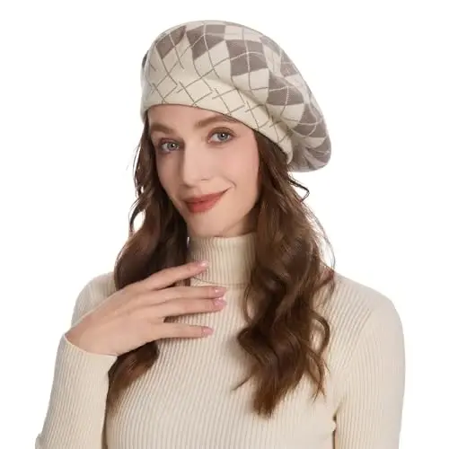 ZLYC Women French Beret Hat Reversible Knit Thickened Warm Artist Cap | Soft dense, timeless parisian vintage aesthetic, daily outfits matching, café gallery weekend stroll, autumn holiday party - 3