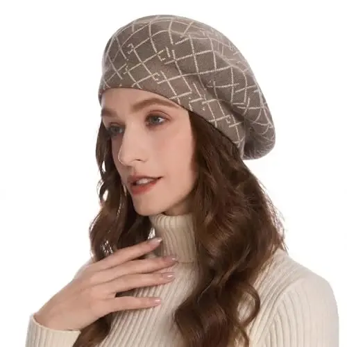 ZLYC Women French Beret Hat Reversible Knit Thickened Warm Artist Cap | Soft dense, timeless parisian vintage aesthetic, daily outfits matching, café gallery weekend stroll, autumn holiday party - 1