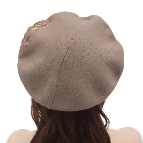 ZLYC Women French Beret Hat Reversible Knit Thickened Warm Artist Cap | Soft dense, timeless parisian vintage aesthetic, daily outfits matching, café gallery weekend stroll, autumn holiday party - 3