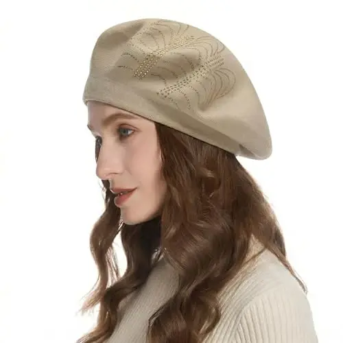 ZLYC Women French Beret Hat Reversible Knit Thickened Warm Artist Cap | Soft dense, timeless parisian vintage aesthetic, daily outfits matching, café gallery weekend stroll, autumn holiday party - ZLYC (1)