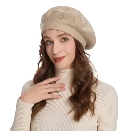 ZLYC Women French Beret Hat Reversible Knit Thickened Warm Artist Cap | Soft dense, timeless parisian vintage aesthetic, daily outfits matching, café gallery weekend stroll, autumn holiday party - 3