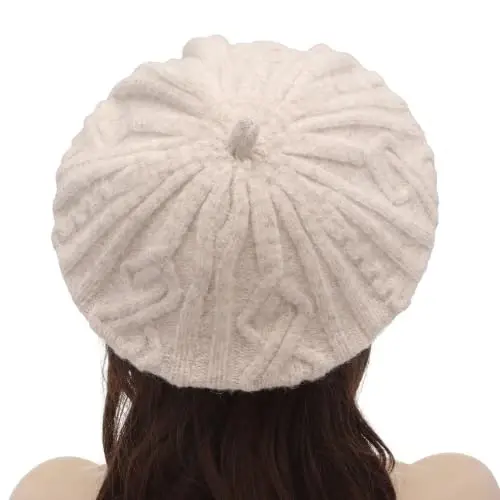 ZLYC Women French Beret Hat Reversible Solid Color Knit Warm Artist Cap | Dense soft, classic paris elegant styling, daily outfits match, city café gallery walk, vacation party photography headwear - 3
