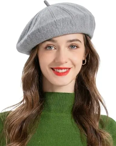 ZLYC Women French Beret Hat Reversible Solid Color Knit Warm Artist Cap | Dense soft, classic paris elegant styling, daily outfits match, city café gallery walk, vacation party photography headwear - 3