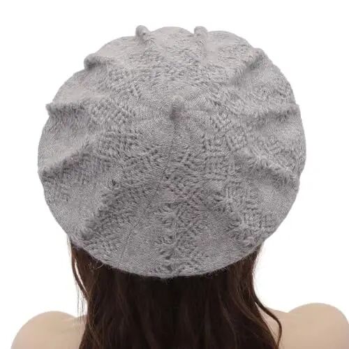 ZLYC Women French Beret Hat Reversible Solid Color Knit Warm Artist Cap | Dense soft, classic paris elegant styling, daily outfits match, city café gallery walk, vacation party photography headwear - 3