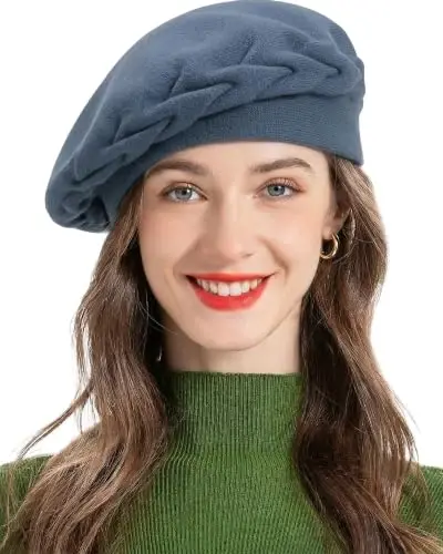 ZLYC Women French Beret Hat Reversible Solid Color Knit Warm Artist Cap | Dense soft, classic paris elegant styling, daily outfits match, city café gallery walk, vacation party photography headwear - 1