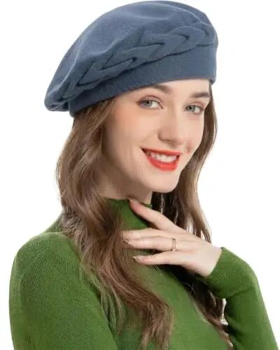 ZLYC Women French Beret Hat Reversible Solid Color Knit Warm Artist Cap | Dense soft, classic paris elegant styling, daily outfits match, city café gallery walk, vacation party photography headwear - ZLYC (1)