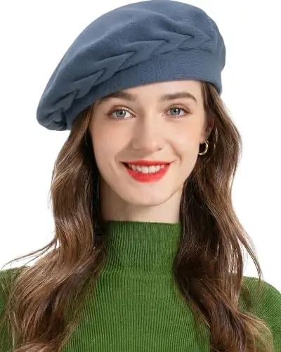 ZLYC Women French Beret Hat Reversible Solid Color Knit Warm Artist Cap | Dense soft, classic paris elegant styling, daily outfits match, city café gallery walk, vacation party photography headwear - 3