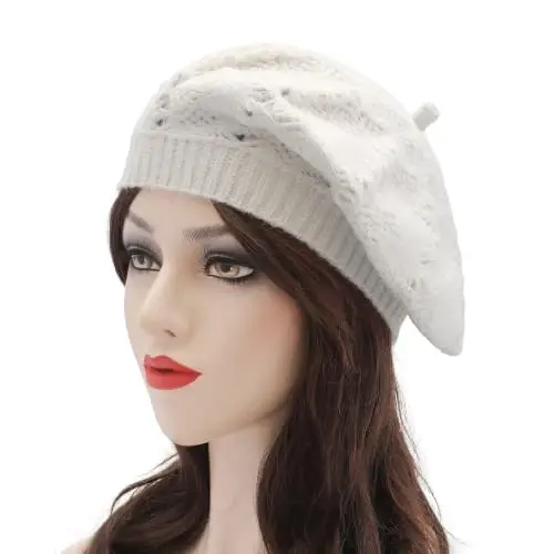 ZLYC Women French Beret Hat Reversible Solid Color Knit Warm Artist Cap | Dense soft, classic paris elegant styling, daily outfits match, city café gallery walk, vacation party photography headwear - ZLYC (1)