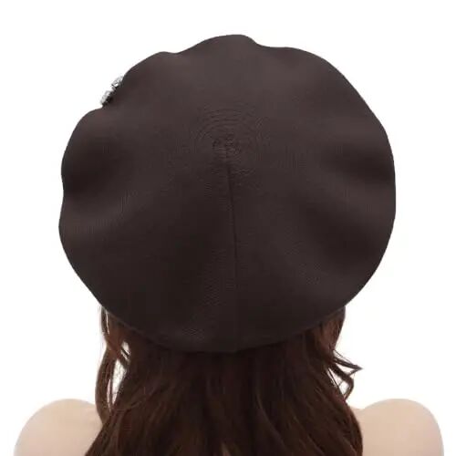 ZLYC Women French Beret Hat Reversible Solid Color Mosaic Warm Artist Cap | Soft cozy, parisian vintage chic aesthetic, office blazer daily styling, café travel photo shoot, festival retro party - 3