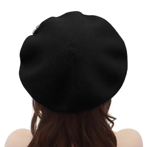 ZLYC Women French Beret Hat Reversible Solid Color Mosaic Warm Artist Cap | Soft cozy, parisian vintage chic aesthetic, office blazer daily styling, café travel photo shoot, festival retro party - 3