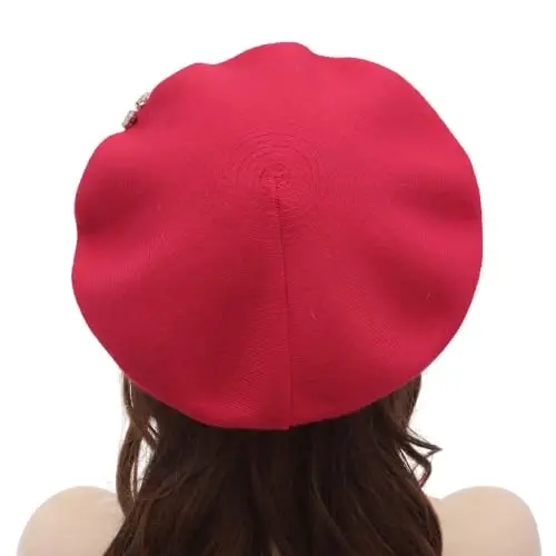 ZLYC Women French Beret Hat Reversible Solid Color Mosaic Warm Artist Cap | Soft cozy, parisian vintage chic aesthetic, office blazer daily styling, café travel photo shoot, festival retro party - 3