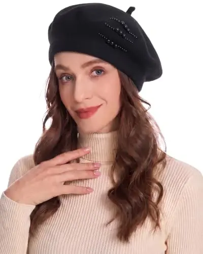 ZLYC Women French Beret Hat Winter Knitted Stretchable Beret Artist Cap | classic artist beret,soft stretch fit,city travel photo shoot, festival vintage party artist costume,daily matching - ZLYC (1)
