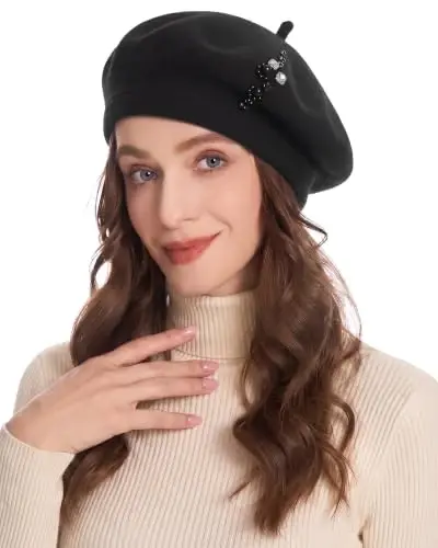 ZLYC Women French Beret Hat Winter Knitted Stretchable Beret Artist Cap | classic artist beret,soft stretch fit,city travel photo shoot, festival vintage party artist costume,daily matching - ZLYC (1)