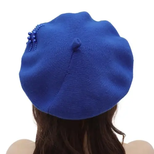 ZLYC Women French Beret Hat Winter Knitted Stretchable Beret Artist Cap | classic artist beret,soft stretch fit,city travel photo shoot, festival vintage party artist costume,daily matching - 3
