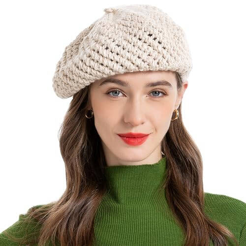 ZLYC Women Wool French Beret Hat for Women Winter Knitted Berets Artist Cap - 1