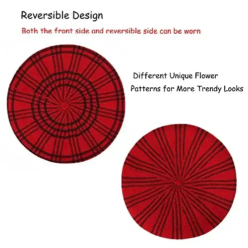 ZLYC Womens French Beret Hat Reversible Knitted Thickened Warm Cap for Ladies Girls - MODAZONE