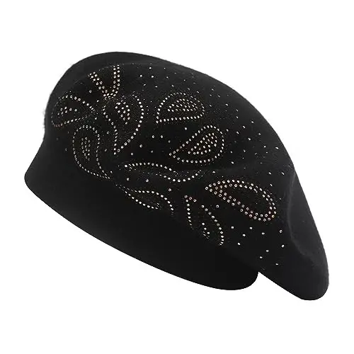 ZLYC Womens French Beret Hat Reversible Knitted Thickened Warm Cap for Ladies Girls 
