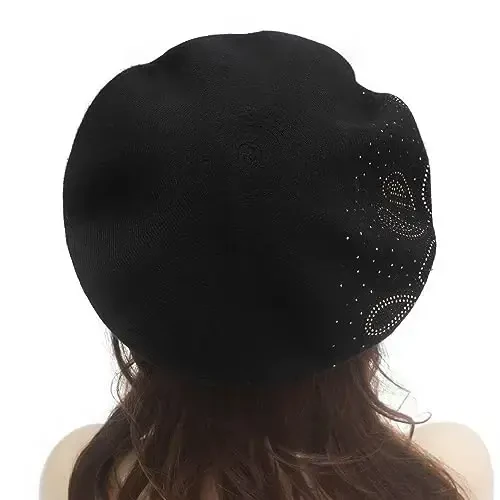 ZLYC Womens French Beret Hat Reversible Knitted Thickened Warm Cap for Ladies Girls - 3