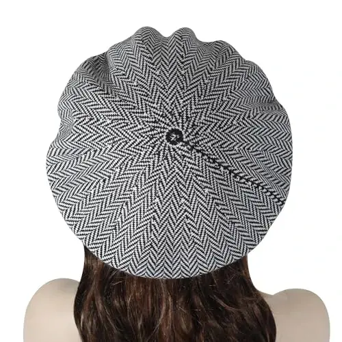 ZLYC Womens French Beret Hat Reversible Knitted Thickened Warm Cap for Ladies Girls - 4