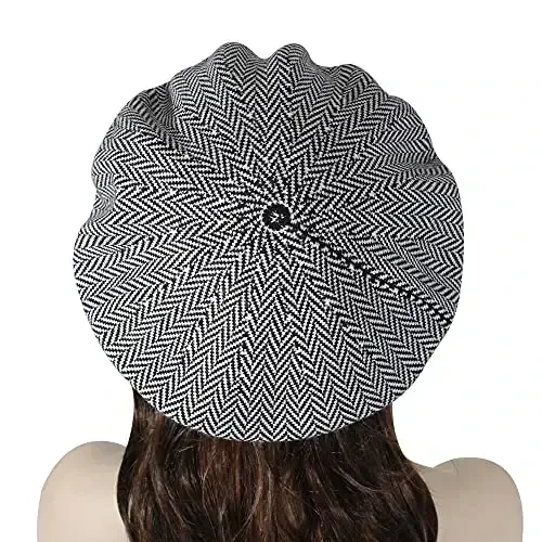 ZLYC Womens French Beret Hat Reversible Knitted Thickened Warm Cap for Ladies Girls - 4