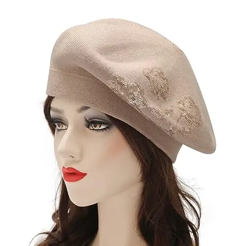 ZLYC Womens French Beret Hat Reversible Knitted Thickened Warm Cap for Ladies Girls - ZLYC (1)