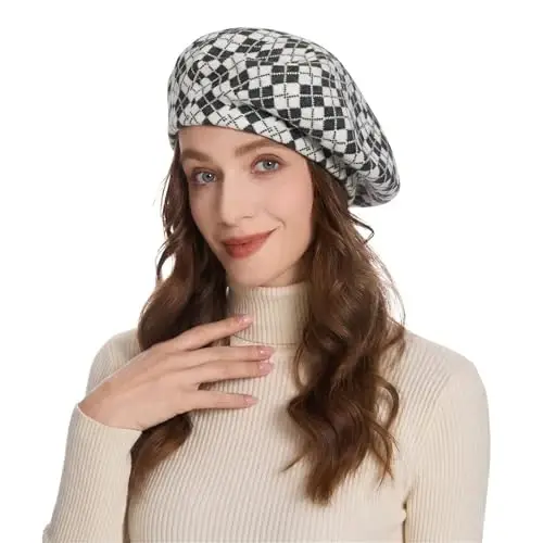 ZLYC Womens French Beret Hat Reversible Knitted Thickened Warm Cap for Ladies Girls - 3