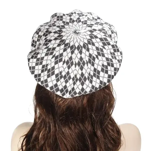 ZLYC Womens French Beret Hat Reversible Knitted Thickened Warm Cap for Ladies Girls - 5