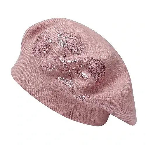 ZLYC Womens French Beret Hat Reversible Knitted Thickened Warm Cap for Ladies Girls - 5