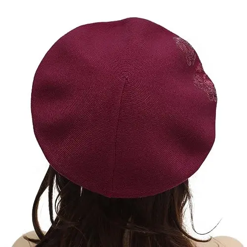 ZLYC Womens French Beret Hat Reversible Knitted Thickened Warm Cap for Ladies Girls - 3