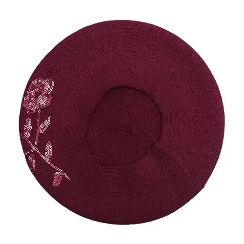 ZLYC Womens French Beret Hat Reversible Knitted Thickened Warm Cap for Ladies Girls - 5