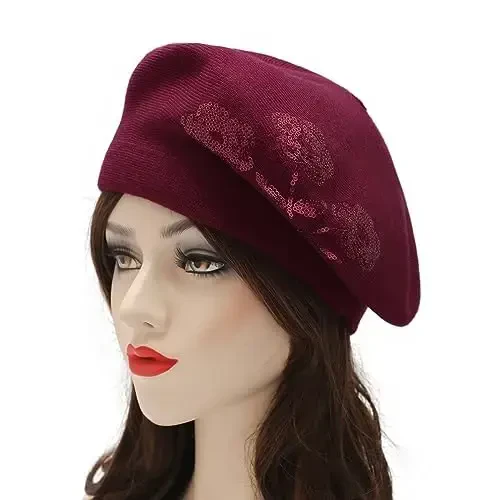 ZLYC Womens French Beret Hat Reversible Knitted Thickened Warm Cap for Ladies Girls - MODAZONE (1)