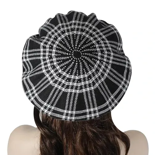 ZLYC Womens French Beret Hat Reversible Knitted Thickened Warm Cap for Ladies Girls - 5