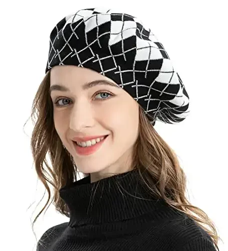 ZLYC Womens French Beret Hat Reversible Knitted Thickened Warm Cap for Ladies Girls - MODAZONE (1)