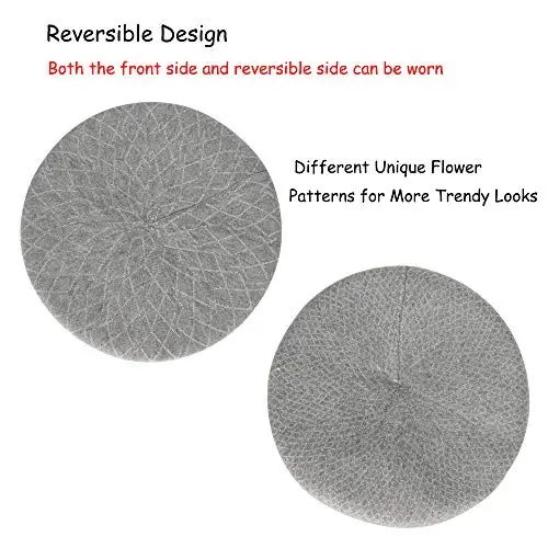 ZLYC Womens French Beret Hat Reversible Knitted Thickened Warm Cap for Ladies Girls - 5