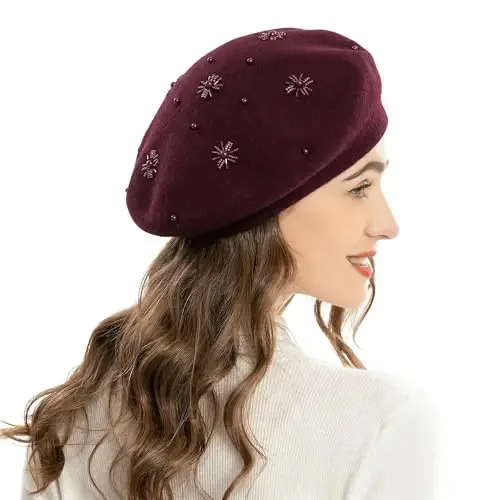 ZLYC Womens French Beret Hat Reversible Knitted Thickened Warm Cap for Ladies Girls - ZLYC (1)