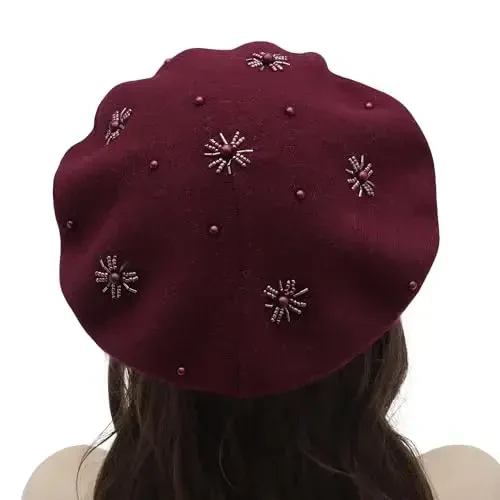 ZLYC Womens French Beret Hat Reversible Knitted Thickened Warm Cap for Ladies Girls - 3