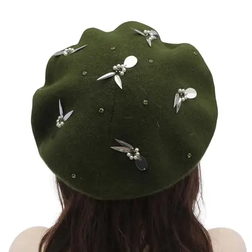 ZLYC Womens French Beret Hat Reversible Knitted Thickened Warm Cap for Ladies Girls - 3