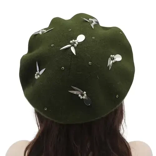 ZLYC Womens French Beret Hat Reversible Knitted Thickened Warm Cap for Ladies Girls - 3