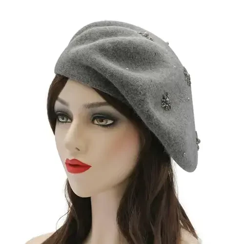 ZLYC Womens French Beret Hat Reversible Knitted Thickened Warm Cap for Ladies Girls - ZLYC (1)
