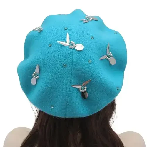 ZLYC Womens French Beret Hat Reversible Knitted Thickened Warm Cap for Ladies Girls - 3