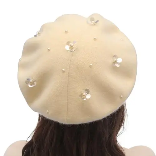 ZLYC Womens French Beret Hat Reversible Knitted Thickened Warm Cap for Ladies Girls - 3