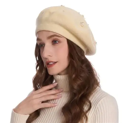 ZLYC Womens French Beret Hat Reversible Knitted Thickened Warm Cap for Ladies Girls 