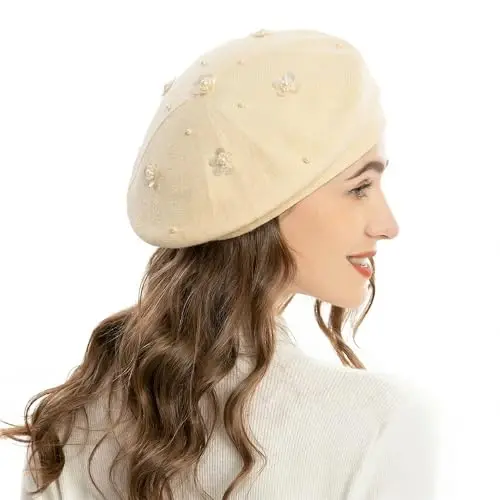 ZLYC Womens French Beret Hat Reversible Knitted Thickened Warm Cap for Ladies Girls - ZLYC (1)