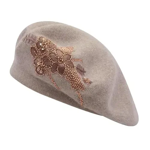 ZLYC Womens French Beret Hat Reversible Knitted Thickened Warm Cap for Ladies Girls - 1